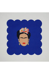 Mavi Zemin Meksikalı Kadın Desenli Dijital Baskılı Lazer Kesim Kokteyl Peçetesi